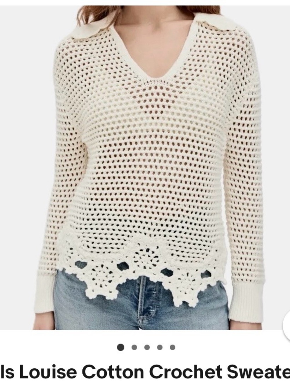 NWOT Rails Louise Cotton Crochet V-Neck Sweater in Ivory Size M